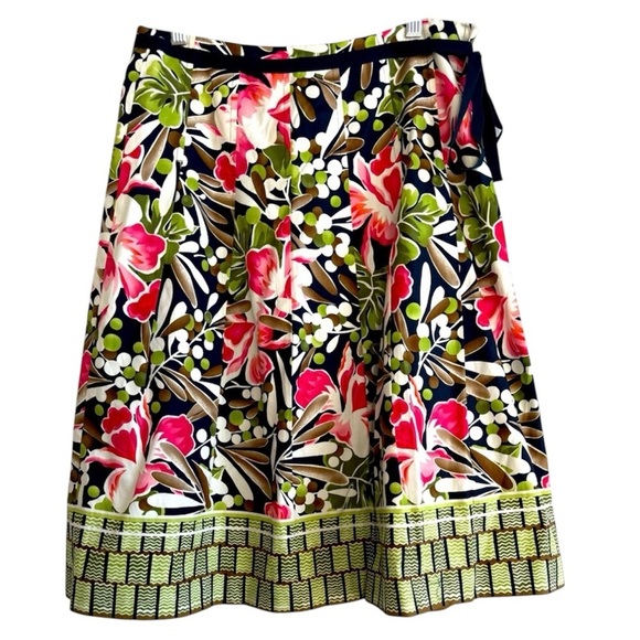 Talbots Floral Colorful Pleated A Line Midi Lined Zip Skirt‎ Women’s 10 Petite - Picture 1 of 12
